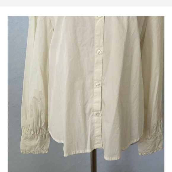 A New Day High Neck Ruffle Button Up Long Sleeve Top, Cream, Size Large - Picture 4 of 10